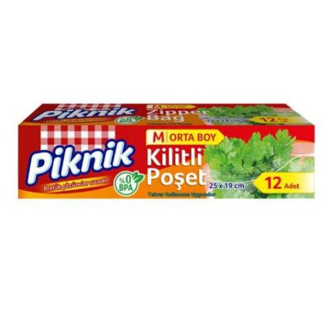 PİKNİK KİLİTLİ POŞET MEDİUM 12 ADET