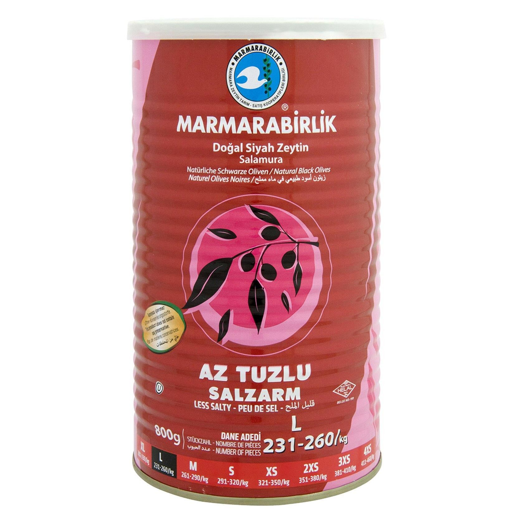 MARMARA BİRLİK AZ TUZLU HİPER (L) SALAMURA ZEYTİN 800 GR