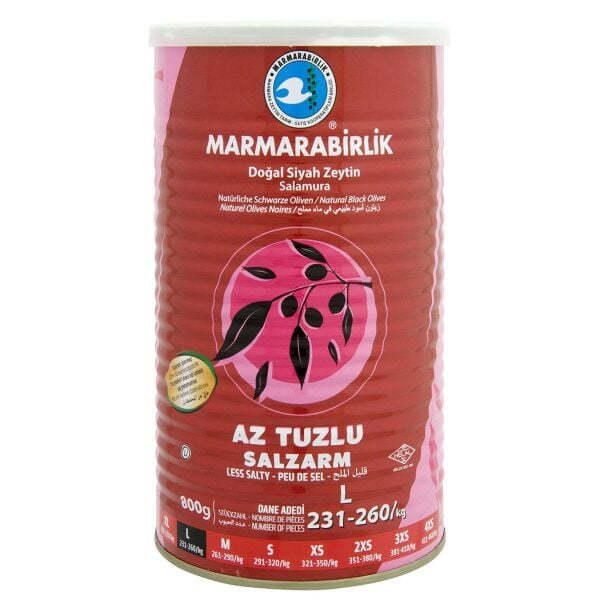 MARMARA BİRLİK AZ TUZLU HİPER (L) SALAMURA ZEYTİN 800 GR