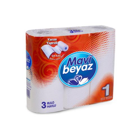 MAVİ BEYAZ KAĞIT HAVLU 3'LÜ ÇİFT KAT