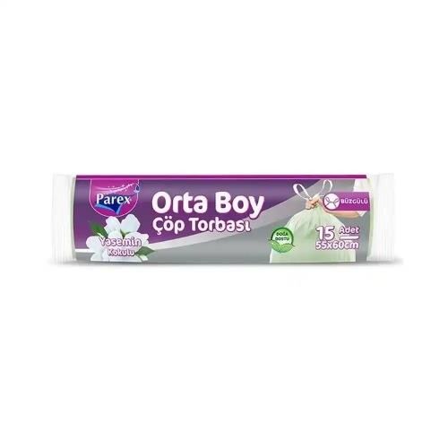 PAREX ÇÖP TORBASI EKO BÜZGÜLÜ ORTA YASEMİN 15'Lİ