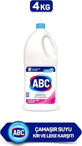 ABC ÇAMAŞIR SUYU KİR-LEKE KARŞI TEMİZLEYİCİ 4 LT