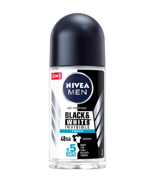 NIVEA 50 ML STK ROLLON MEN BLACK WHITE