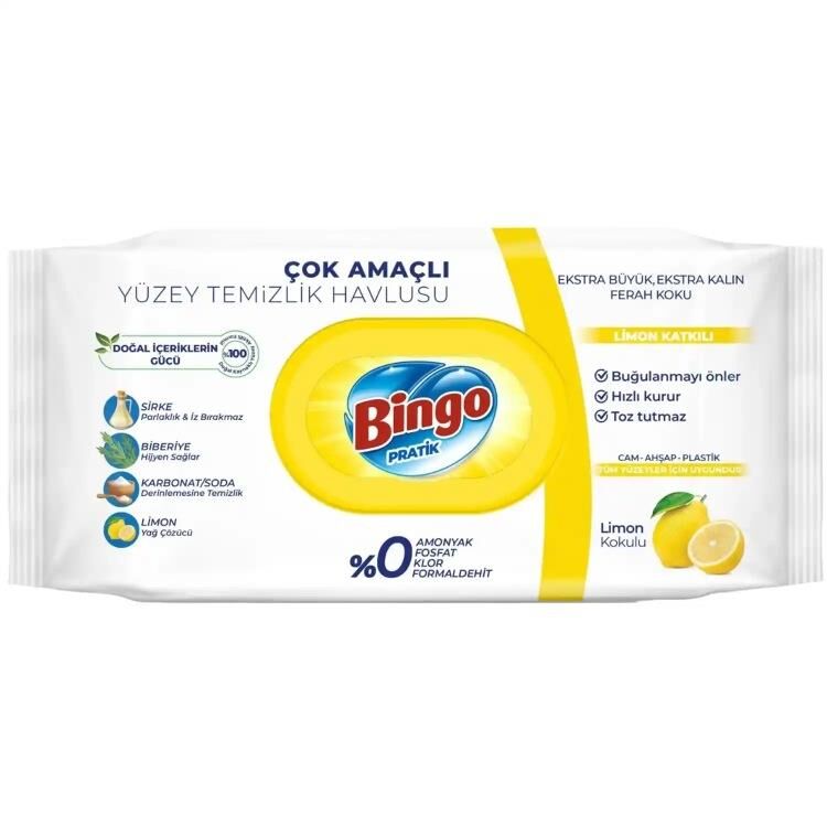 BİNGO YÜZEY TEMİZLEME HAVLUSU LİMON KOKULU