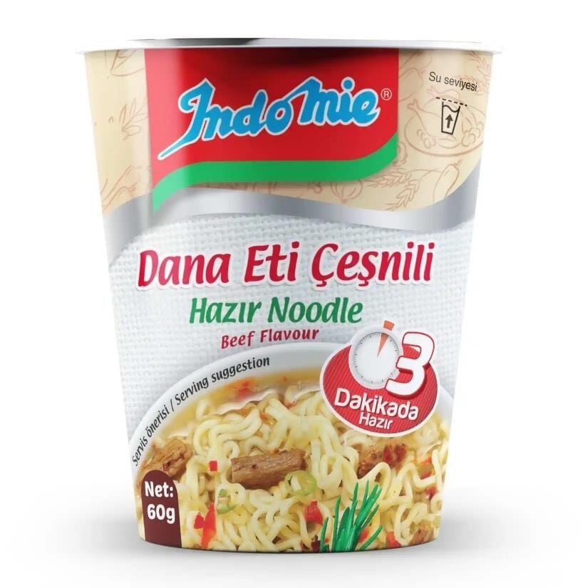 INDOMİE BARDAK DANA ETLİ NOODLES 60 GR