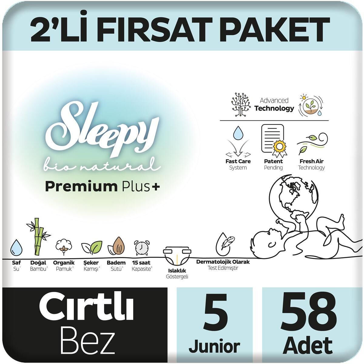 SLEEPY BIO NATURAL 2'Lİ FIRSAT PAKETİ 5 58 ADET