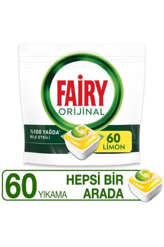 FAİRY BULAŞIK MAKİNESİ TABLETİ LİMON KOKULU 60'LI