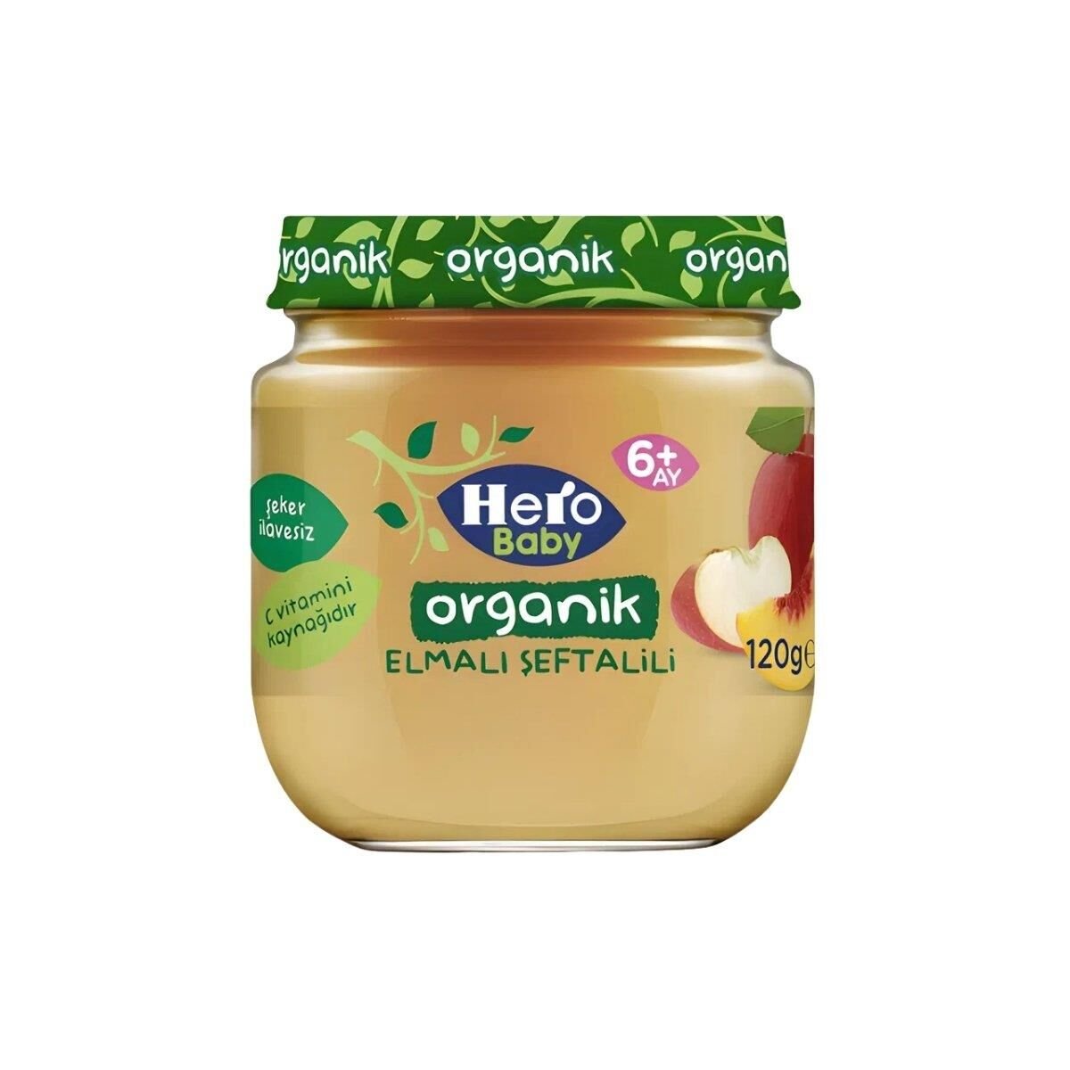 HERO BABY ORGANİK  ELMA ŞEFTALİ PÜRE 120 GR